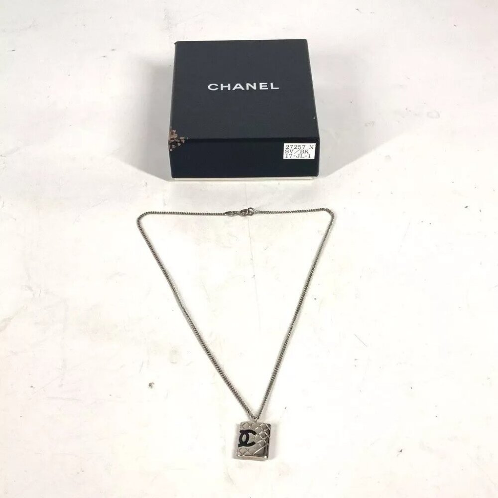 CHANEL 05A Cambon Line CC CC Mark Accessories chain Necklace Metal Silve